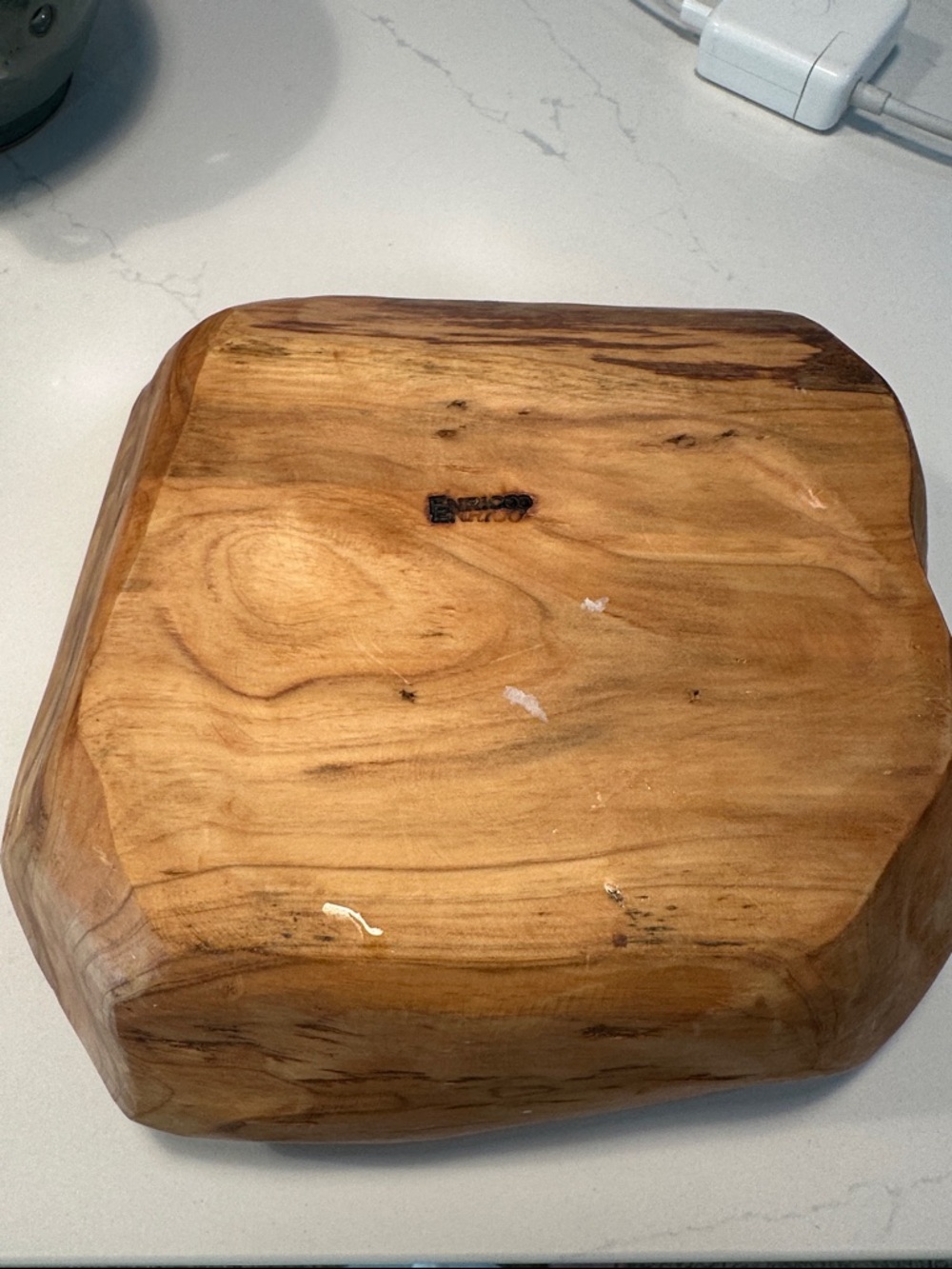 Hand-Carved Wooden Serving Bowl in Honey Brown - Picture 4 of 4